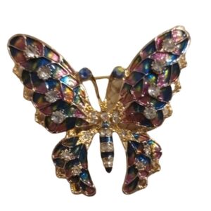 Butterfly Brooch Multicolor Rhinestones Pins Cottagecore Naturecore